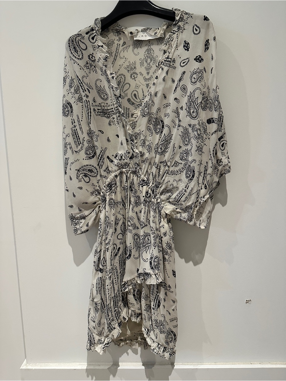 IRO Cream and Black Paisley Silk Dress
